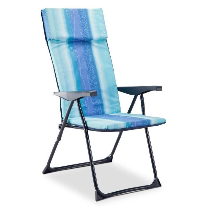 EREDU Fauteuil de camping - 5 positions - Bleu