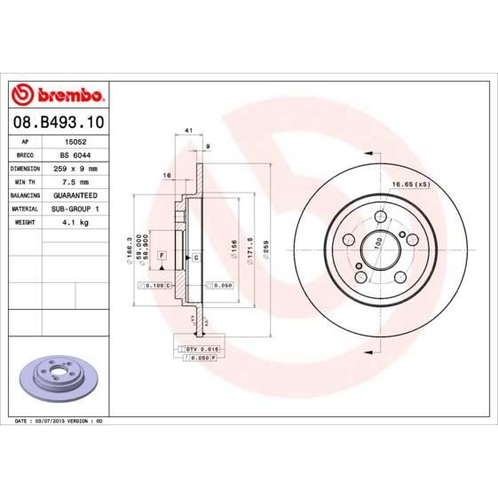 JEU DE DISQUES BREMBO 08.B493.10