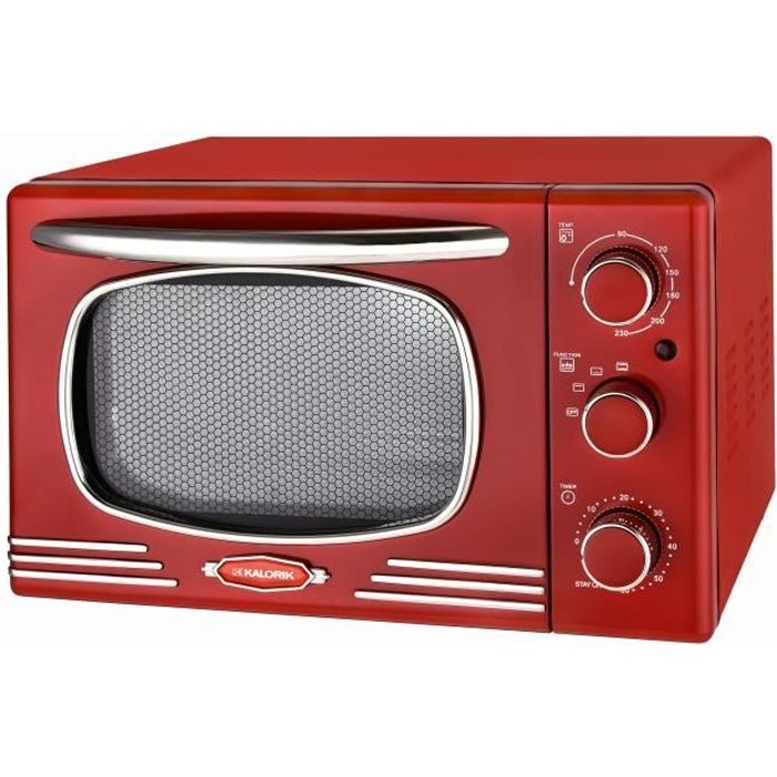 KALORIC OT2500-R - Mini four - 19,5 L - 1300 W - Minuterie 60 min - Design retro rouge