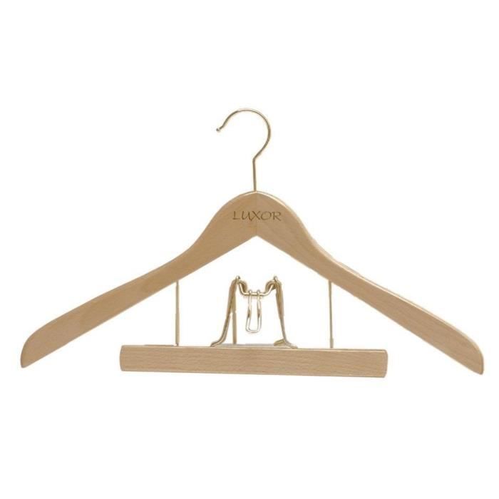 M-HOME Cintre Hêtre verni naturel + pince pantalon Luxor - 45cm