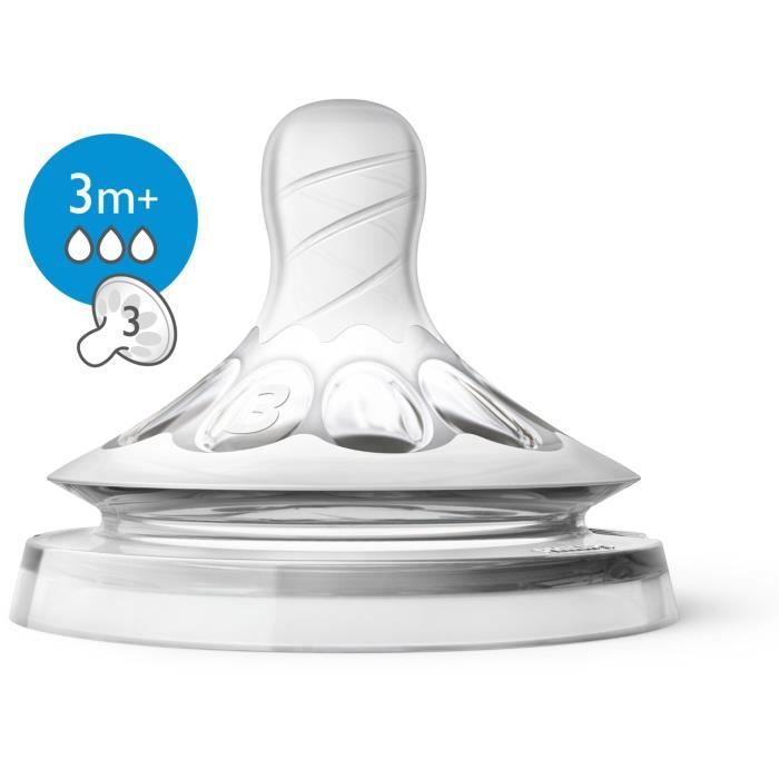 PHILIPS AVENT Lot de 2 tétines Natural 3m+ - 3 trous