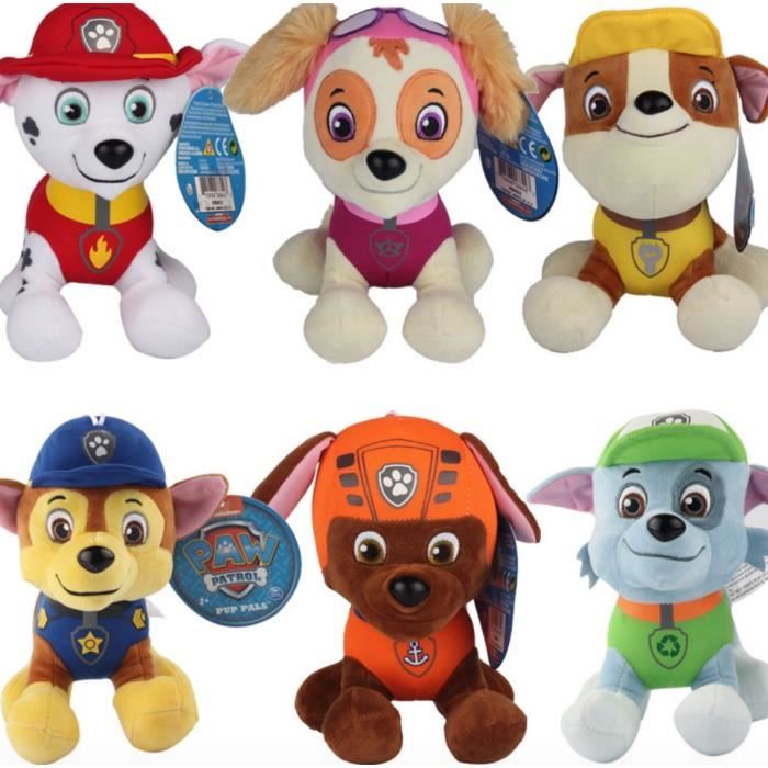 Nom Des Chiens De Pat Patrouille 6pcs chien pat patrouille peluche figurine jouets 20cm - Achat / Vente