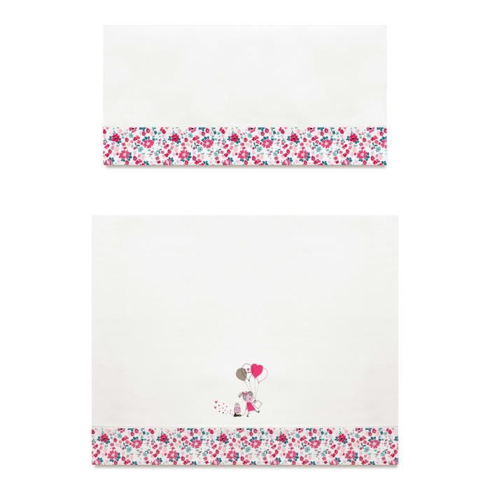 ABSORBA Parure Berceau 3 pièces London fille - 100% coton
