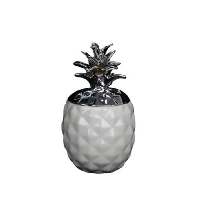 Pot ananas - 27 cm - Blanc et argent
