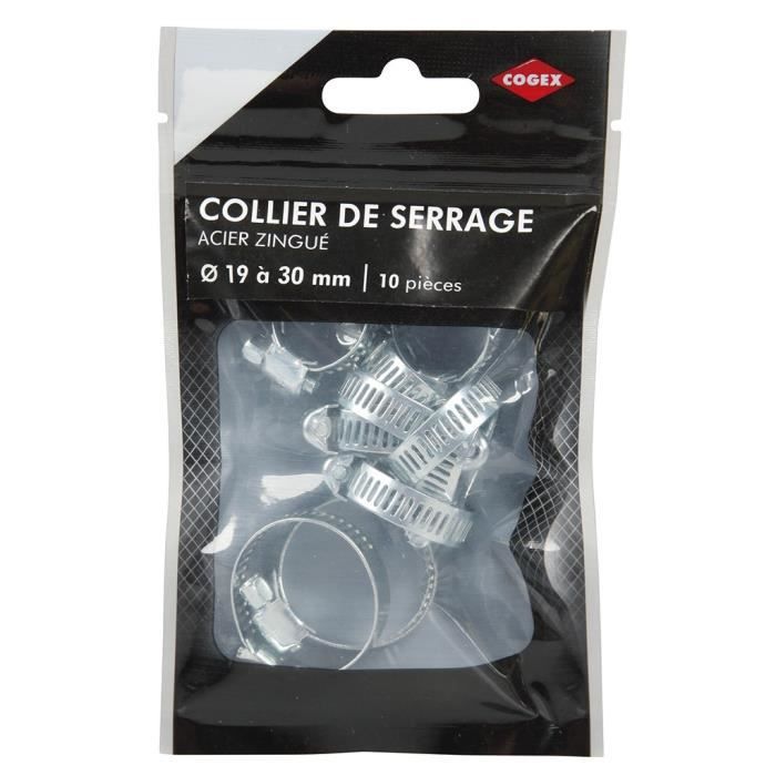 COGEX Colliers de serrage acier zingue - ø 19 a 30 mm - 10 pcs