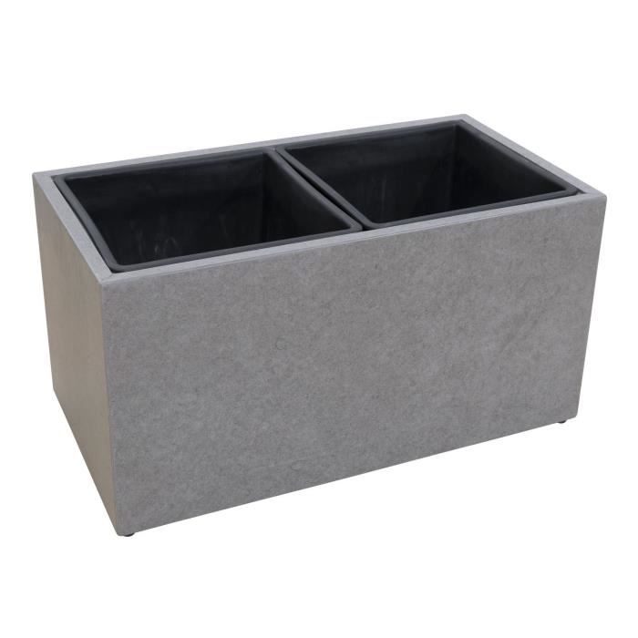 Cache-pot en fibre de ciment - 37x69x37cm - Gris