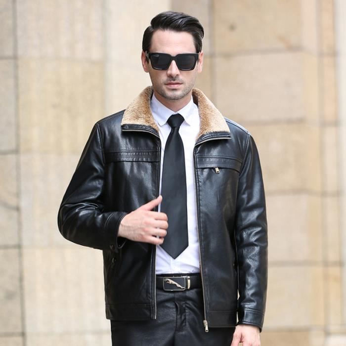 Moto Faux Veste Manteau Homme Blouson Cuir Hiver Marque Épaissir wSxgaqC01x