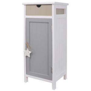 STAR Meuble de rangement salle de bain en bois Paulownia et MDF L 28 cm - Blanc - Beige et gris