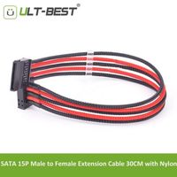 CÂBLE E-SATA Prime Rouge Noir Nylon À Manches Sata 15pin Mâle F CÂBLE E-SATA Prime Rouge Noir Nylon À Manches Sata 15pin Mâle F