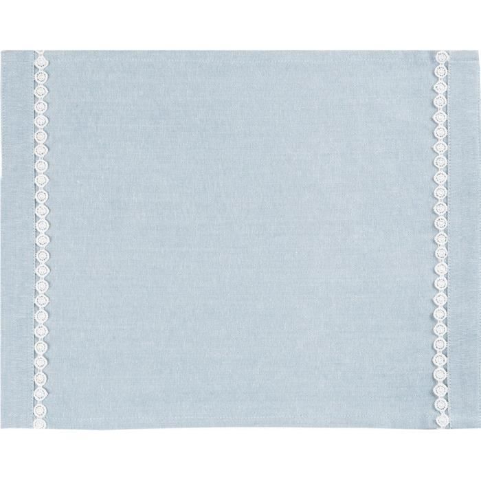 DEKOANDCO Set de table Chinny - Bleu et blanc lin