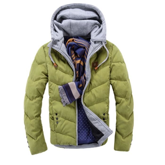 Slim noir Épaissi rouge bleu Doudoune Homme vert bleu Kaki Couleur Unie Hooded Fonce 4XwtBPqw