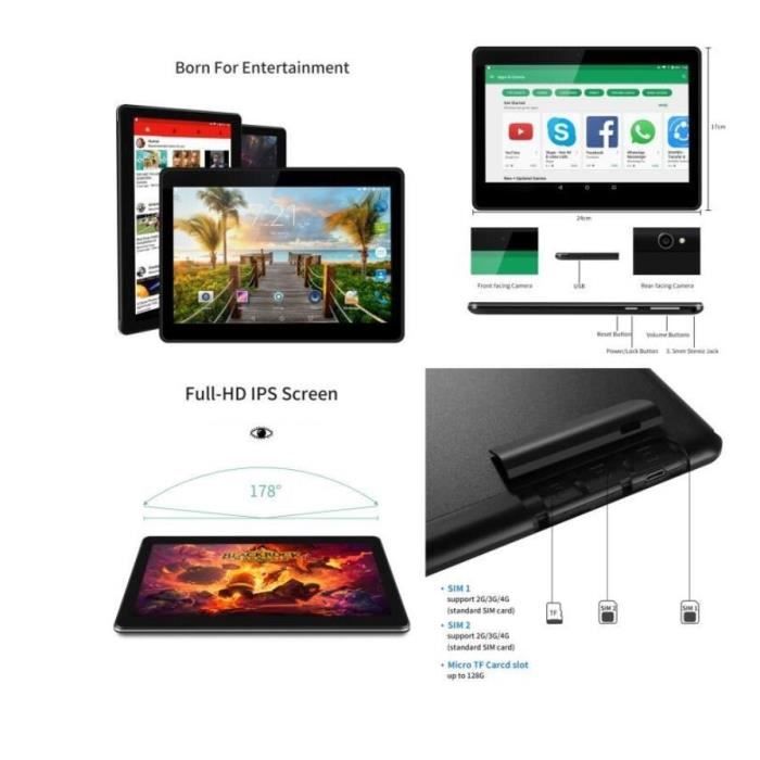 Teeno 4G Tablette Tactile HD 10.1'' Noir1