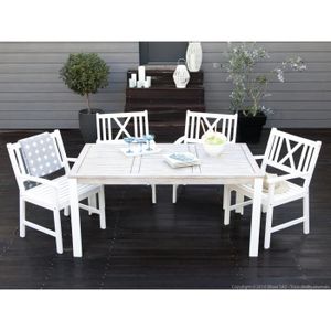 Salon de jardin 4 places : 1 table 160x90cm + 4 fauteuils en acacia ... Salon de jardin 4 places : 1 table 160x90cm + 4 fauteuils en acacia ...