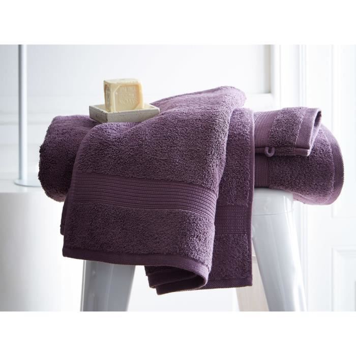 TODAY Drap de bain Premium - 100% coton 600 g/m²- 70 x 130 cm - Violet figue