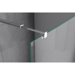 Paroi de douche pare-douche verre de securite transparent 10mm barre de stabilisation rectanguliere douche a l italienne Bremen2 110x200
