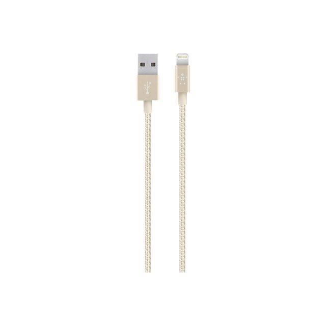 BELKIN Câble métallique sync / charge avec connecteur Lightning 2.4A - Or