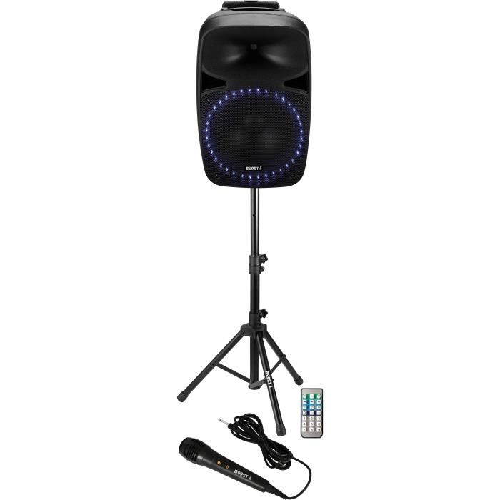 BOOST 15-2427BO Système de sonorisation avec tuner FM, Lecteur USB/SD + Bluetooth 15”/38cm - 500w