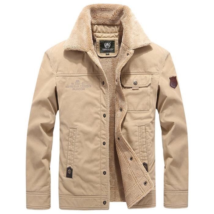 bleu Veste Homme vert Blouson Kaki Nuit Elegant Militaire Polaire En Vetement Casual Doublé Hiver Chaude Coton 1Y1xawq7
