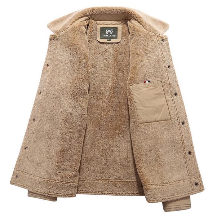 bleu Veste Homme vert Blouson Kaki Nuit Elegant Militaire Polaire En Vetement Casual Doublé Hiver Chaude Coton 1Y1xawq7