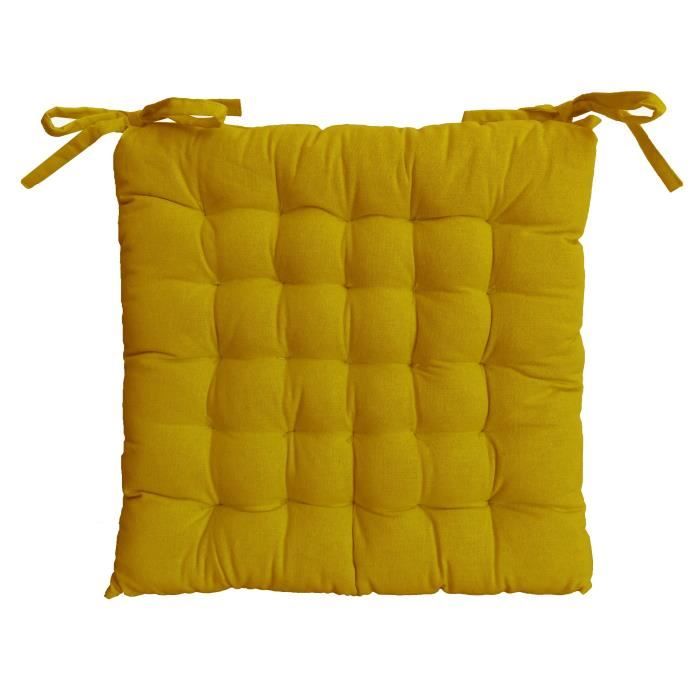 Galette de chaise 25 points 40x40x4 cm MOUTARDE