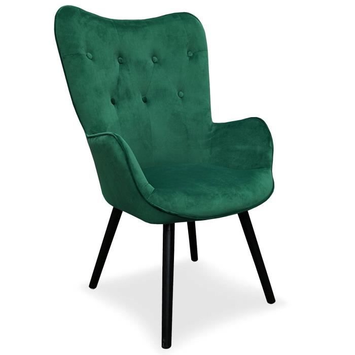 Fauteuil Dossier Haut Hatomy Velours Vert Achat Vente Fauteuil