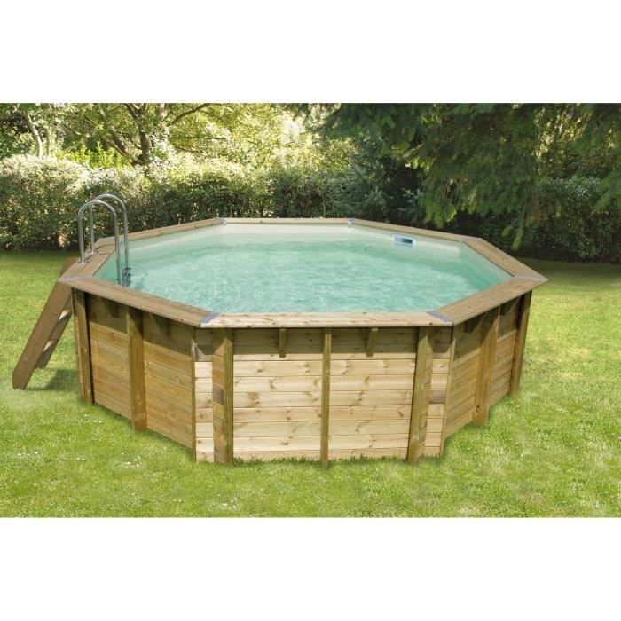 Ubbink Piscine Octogonale En Bois Océa ø510xh120 Cm Liner Gris