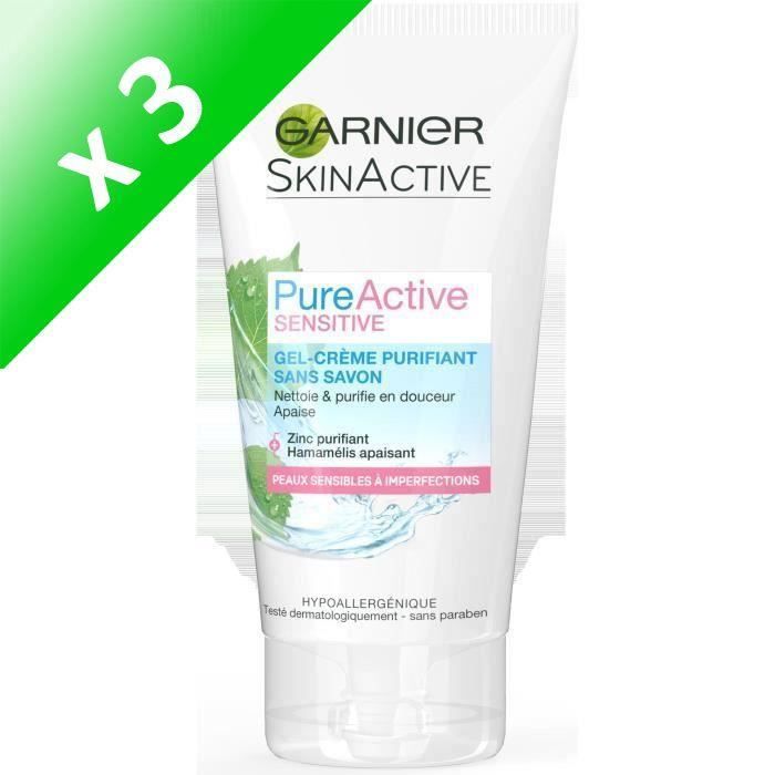 Produit shopeco.fr : Lot De 3 - GARNIER Pure active gel crème sans savon – 150 ml