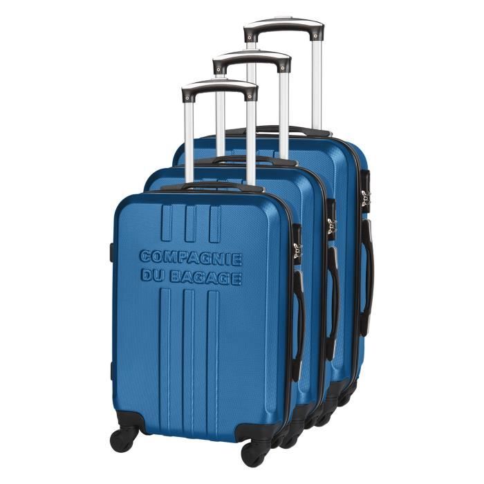 CDB Set de 3 Valises Rigides ABS 4 Roues 49-59-69 cm Bleu