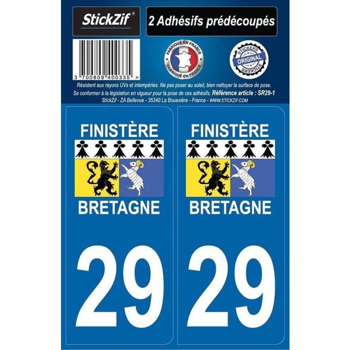 STICKZIF 2 Autocollants Région Département 29 Version 2 SR29-1