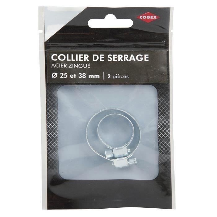 COGEX Collier de serrage acier zingue - ø 25 et 38 mm - 2 pcs