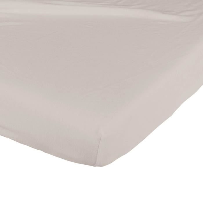 TINEO Lot de 2 Draps Housse Tinéo - 70 x 140 cm - 100% coton - Blanc et Taupe