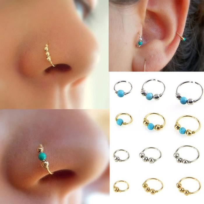 Piercing Nez Anneau Or 1xStainless en acier nez anneau turquoise nez Hoop boucle d'oreille