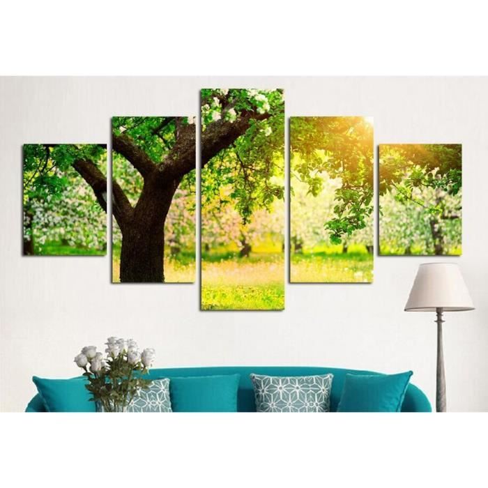 Dété Vert Arbre Soleil Paysage Peinture Moderne Accueil Chambre