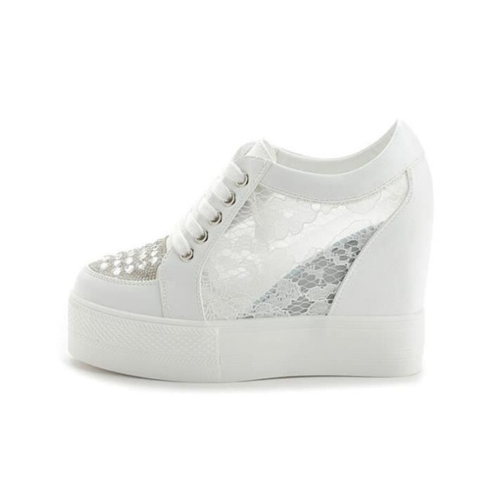 Talons Couleur Chaussure Femme Plus 40 Unie Hauts 35 Taille Dentelle Qualité Blanc Supérieure Noir Luxe Respirant pjqVGSMLUz
