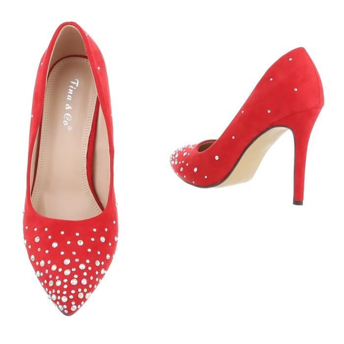Parsemée Heels bleu noir High De Escarpin Strass Beige rouge 40 Chaussures Femme Rouge YqEwEg