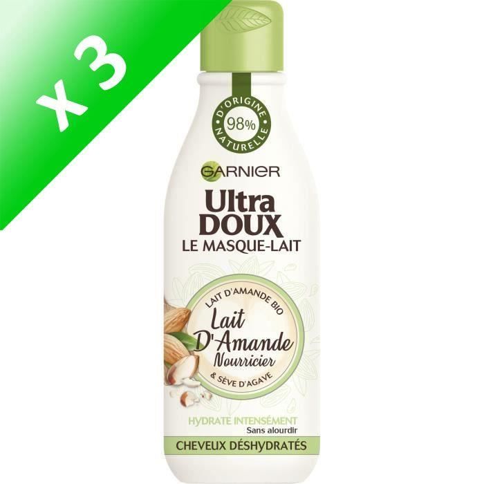Produit shopeco.fr : Lot De 3 - GARNIER ULTRA DOUX Masque-Lait Amande Nourricier - 98% d'origine naturelle - 250 ml