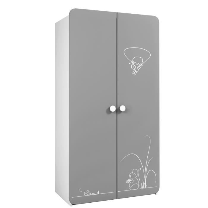 PETITE SOURIS Armoire 2 portes Grise
