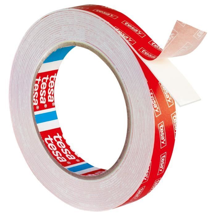 TESA Double-face de fixation - Pour le carrelage & le métal - Charge supportée : 100 Kg / m - 5 m x 19 mm