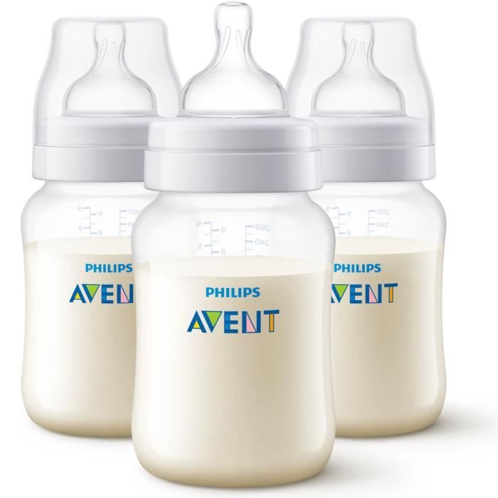 PHILIPS AVENT Lot de 3 biberons Anti-colic Classic+ - Système anti-colliques - 260 ml