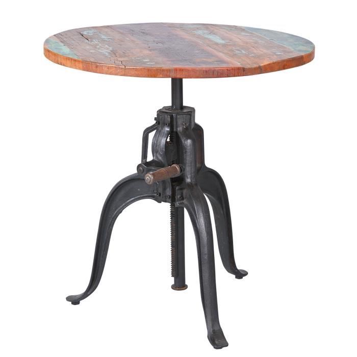 Table de bar ronde ø 75 cm en bois massif ajustable en ...