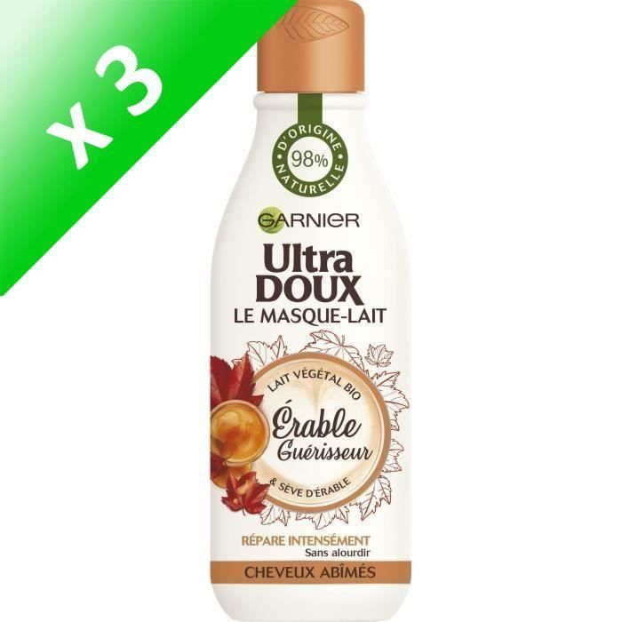 Produit shopeco.fr : Lot De 3 - GARNIER ULTRA DOUX Masque-Lait Érable Guérisseur - 98% d'origine naturelle - 250 ml