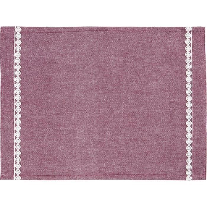 DEKOANDCO Set de table Chinny - Rouge et blanc lin