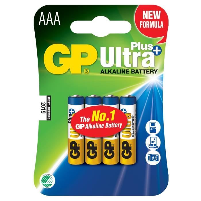 PILES ALCALINE ULTRA PLUS GP LR03 / AAA - 24AUP-2U4 / Blister de 4 piles