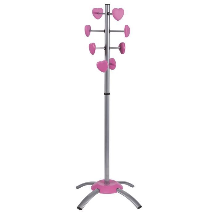 Portemanteau Enfant Fille Cœur Gris métal et Rose - Achat / Vente porte