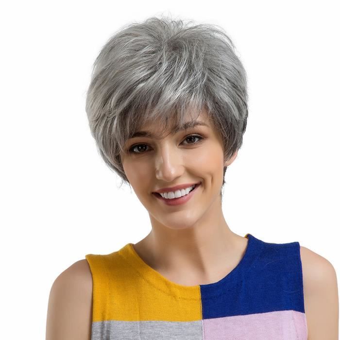  Perruque  femme cheveux  naturels gris  Achat Vente pas cher