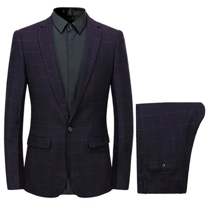 Costume Homme à Carreaux De Mariage Mode Daffaires Costume Pour Occasions Formelles