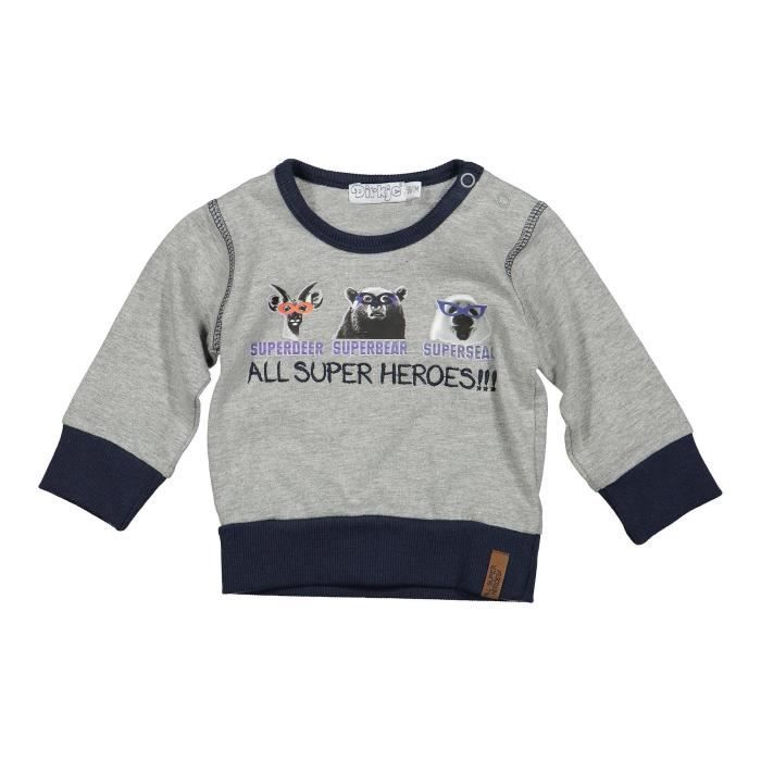 DIRKJE Veste Sweat Gris et Bleu Marine Bébé Garçon