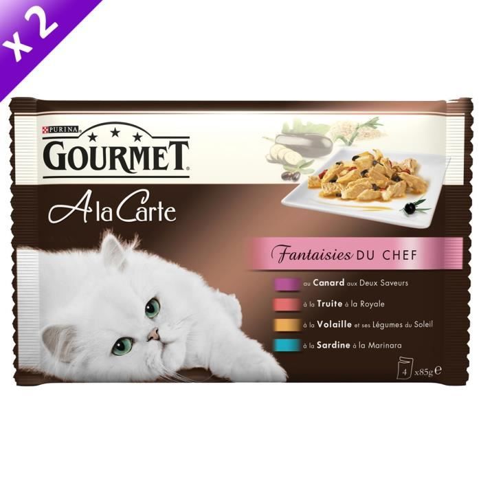 GOURMET Lot de 2 Sachets à la carte Fantaisies du chef 4 x 85g pour chat