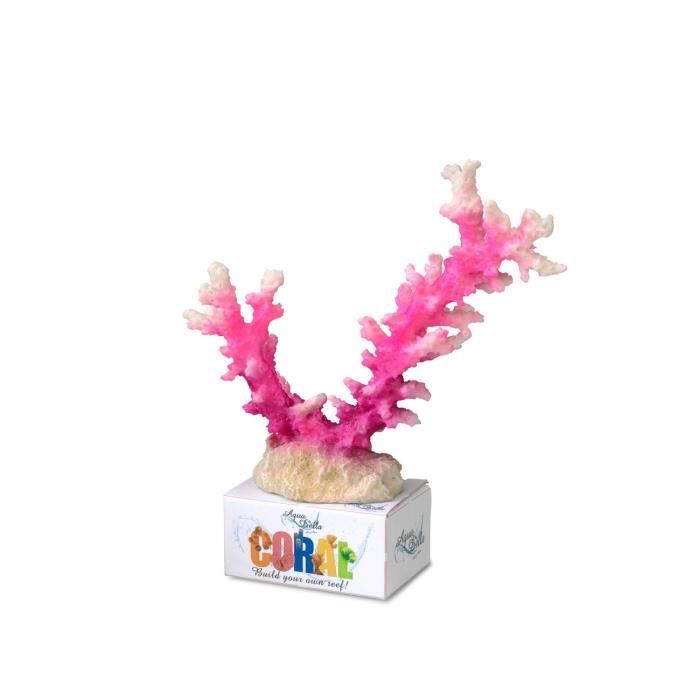 AQUA DELLA Décoration pour aquarium Corail Corne - 19,5 x 13,5 x 6cm - Rose / Blanc - L