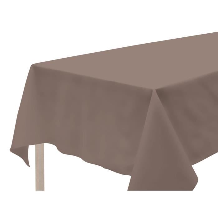 SOLEIL D'OCRE Nappe anti-tâches rectanglulaire 140x300cm ALIX Moka
